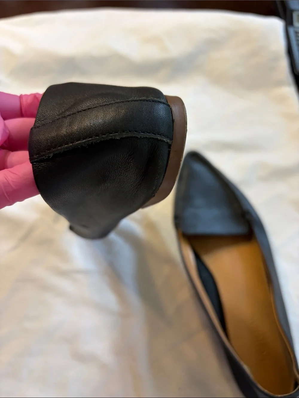 J. Crew Black Pointed Leather Slip-On Flats
